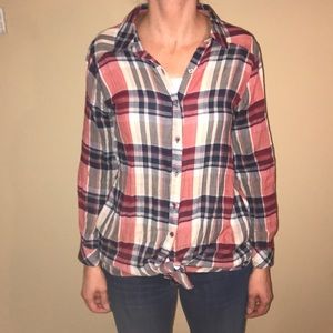 Plaid button down top